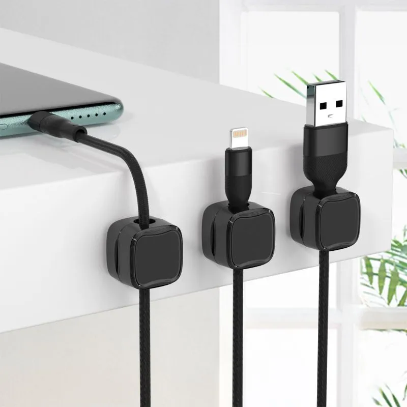 Magnetic cable clips for the desk