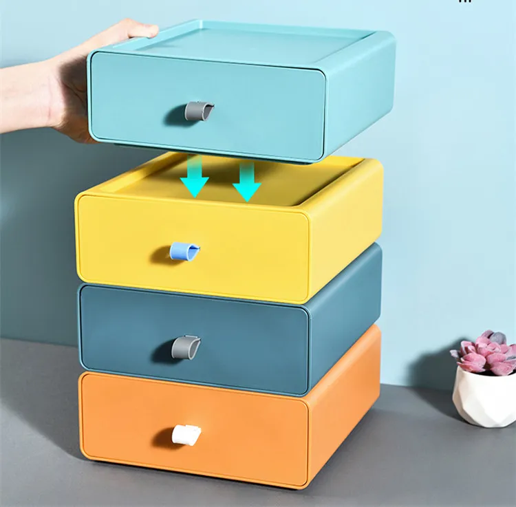 Stackable desk organiser with drawer