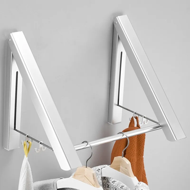 Fold-away wall drying rack — laundry set